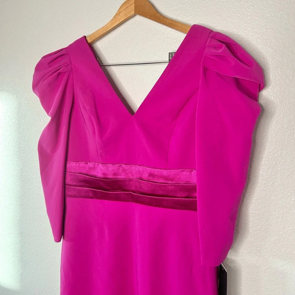 Aidan Mattox V-Neck Mini Dress with Bow in Pink - Picture 2 of 7